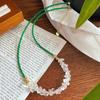 Verão Gelo Raspado Lojista Auto-retentor Cascalho de Cristal Branco Natural Colar Olho de Gato Verde Artificial Corrente Clavicular Acessórios