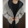 Sudadera con capucha casual retro americana para hombre, primavera, otoño, nueva marca de moda, holgada, versátil, bloques de color, cárdigan con capucha para pareja
