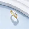 Anel de Pérola de Água Doce Natural Nicho Alto Padrão Feminino Aberto Ajustável Zircônia Microcravejada Joias de Luxo Leve Atacado