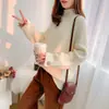 Suéter Base Suelto de Invierno y Otoño para Mujer, Cuello Medio Suave y Perezoso, Estilo Coreano, Dulce, Cyber Celebrity, Estudiante
