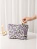 Bolsa de cosméticos con hilo teñido de flor de taro, bolso de mano portátil para niña, bolso de viaje para estudiantes, bolso de lona