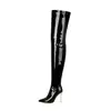 Botas altas sexys transfronterizas para mujer, botas de jinete de charol, tacones ultra altos, botas de moda para mujer, talla grande de comercio exterior