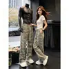 Pantalones curvos de camuflaje retro americano para hombre, pantalones finos de pierna ancha de alta gama para verano, pantalones casuales rectos holgados