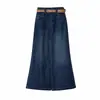 Jeans de Mujer Oufan Vintage Azul Oscuro de Cintura Alta Pierna Ancha Ligeramente Acampanados Otoño Adelgazantes Elásticos Pantalones de Campana 11420