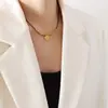 Estilo Chino Festivo Ins18K Oro Perlas Colgante Auspicioso de Doble Cara Collar Joyería Acero Inoxidable Joyería que No se Desvanece
