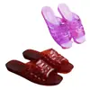 Pantuflas de Casa Nuevas Moradas para Baño Antideslizantes de Interior Desodorantes Transparentes para Mujer Patrón de Sonrisa de Cristal Chanclas de Una Tira