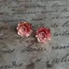 Brincos de Flor de Rosa Degradê Estilo Pintura a Óleo Retrô, Estilo Palaciano de Luxo Leve, Presilhas e Brincos de Flor de Rosa Modernos e Simples