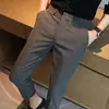 Novas calças de terno masculinas de alta qualidade, estilo comércio exterior japonês e coreano, calças cropped modernas, formais para negócios, corte slim fit, afuniladas, com bom caimento