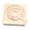 Pulsera de Mariposa con Cuentas de Calcedonia Azul Ojo de Gato para Mujer Estilo Ins Fresco y Dulce Pulsera de Hilo para Mano de Niña de Calcedonia Rosa