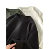 Camiseta de Cor Sólida com Decote V e Manga Longa para Homem no Outono, Camiseta Casual, Gola Redonda Solta, Camisa Básica Tendência, Roupas de Cima para Homem