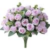 Buquê Simulado Eucalipto 11 Rosas Pequenas Casamento Decoração de Casa Mobiliário Flores de Plástico Flores Falsas Pequenos Buquês Feitos à Mão