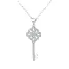 Estilo de corte europeo y americano joyería llave microincrustación diseño de patrón hueco colgante cadena de suéter de plata Accesorios Venta al por mayor