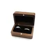 Caja rectangular para anillo de bodas caja de joyería negra caja de anillo de bodas de madera caja de almacenamiento de joyería Nogal