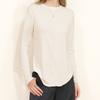 Camiseta interior de manga larga con cuello redondo y bajo redondeado para mujer, hermoso estilo occidental, negra de alta calidad, camiseta blanca para mujer