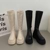 Botas largas de tubo grande y pequeño para mujer, botas ajustadas, botas altas y gruesas, botas altas y finas para mujer