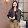 Jaqueta curta estilo retro americana feita sob medida com gola de lapela, moda outonal nova e versátil 2026 para o dia a dia