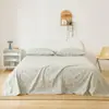 Sábana Bajera de Algodón Puro Color Sólido Simple Estilo Japonés Sábana Bajera Ajustable Pieza Única Colcha de Algodón Puro Individual/Doble 1.5/ 1.8m Ropa de Cama 2025