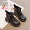 Botines Martin estilo coreano para niñas, nueva colección otoño/invierno 2026, botines cortos inspirados en ropa de trabajo con suelas suaves, diseño de cordones y forro de felpa para abrigar.