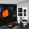 Cortina de Chuveiro Fantasma de Halloween Tapete de Banheiro Conjunto de Quatro Peças Série 3 Banheiro Divisória de Separação Seca e Úmida Cortina de Chuveiro Cortina de Chuveiro à Prova d'Água