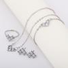 Nuevo Collar de Diamantes Cuadrados Grandes Blanco y Negro de Alta Gama Transfronterizo Aretes Pulsera Anillo Juego al Por Mayor Joyería Europea y Americana