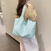 Bolsa Leve Estilo Coreano para Mulheres Bolsa Tote Bordada com Letras Grande Capacidade Estilo Casual para o Dia a Dia Bolsa de Ombro Único Bolsa de Mão Versátil