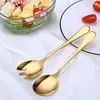 Venta al por mayor de fábrica juego de cuchara para ensalada de frutas y tenedor para ensalada de acero inoxidable vajilla gruesa de alta calidad para el hogar venta caliente transfronteriza