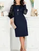 Vestido Primavera e Outono Transfronteiriço 2026 Europeu e Americano Amazon Mais Vendido Gola Redonda Renda Manga Longa Patchwork Slim Fit