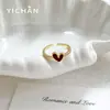 Anillo Minimalista Asimétrico con Forma de Corazón y Gota de Aceite con Incrustaciones de Circonita, Anillo Abierto Personalizado para el Dedo Índice