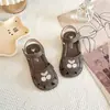 Sandalias de Turbante para Niñas 2026 Verano Nuevas Zapatos de Playa Antideslizantes de Suela Suave para Niños Zapatos de Princesa Bordados con Flor de Cerezo para Niñas