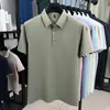 Camiseta de Manga Corta Sin Costuras de Seda de Hielo para Hombre, Nuevo Estilo de Verano, Cuello Camisero Casual, Polo Anti-Arrugas para Hombre de Mediana Edad, Camiseta de Una Pieza para Hombre Envío Directo