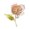 Broche Personalizado de Luxo Leve com Gota de Diamante e Flor em Óleo para Mulheres Broche de Flor Elegante Corsage para Roupas Acessórios Femininos em estoque