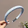 Diadema azul fina, fresca y sencilla, para mujer, accesorio versátil de verano para el cabello, elegante diadema para lavarse la cara, parte superior alta del cráneo, pinza para el cabello antideslizante