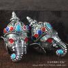 Conector de Tres Vías de Aleación de Plata de Xizang Cabeza de Buda al por Mayor, Señor de los Elefantes en un Instante / Conector de Tres Vías Señor de los Demonios, Accesorios de Bodhi Estrella y Luna