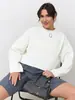Suéter tejido de punto casual de estilo holgado transfronterizo con cuello redondo para mujer, chaqueta pullover de color liso para otoño e invierno, top versátil