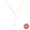Nueva cadena de clip de plata de ley 925 cadena para clavícula de temperamento perla venta caliente en Europa y Estados Unidos collar clásico con diseño de nicho en forma de Y
