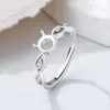 Anillo Mobius de plata de ley maciza S925 de 6 mm con gema de color, base en blanco para DIY, pequeño, rojo, estilo francés de lujo ligero