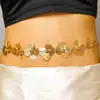 Cadena de Cintura Minimalista Transfronteriza para Mujer con Cuentas de Flor de Plumeria Metálica, Cadena de Cintura Sexy con Encanto Elegante, Adecuada para la Playa