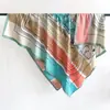 Novo Estilo de Lenço de Seda de Verão com Estampa de Corrente, Lenço Quadrado Grande Versátil para Viagem, Proteção Solar, Xale para Ambiente com Ar Condicionado, Lenço Decorativo