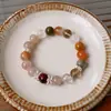 Pulsera de Cuentas de Fluorita Cristalina y Circonita Moda Lujo Ligero Pulsera de Gama Alta Temperamento de Nicho Joyería Versátil Venta al por Mayor