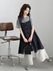 Conjunto Casual de Verano para Niñas Estilo Nuevo Manga Corta Pantalones de Pierna Ancha Moda Infantil Falda con Tirantes en Capas Conjunto de Tres Piezas