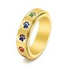 Comercio exterior europeo y americano suministro dulce anillo giratorio de acero inoxidable arcoíris anillo de seis colores con estampado de perro para mujer joyería al por mayor