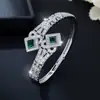 Temu Joyería Transfronteriza Nuevo Brazalete de Circonita Súper Brillante de Alta Gama Brazalete Personalizado de Esmeralda Cuadrada Venta al por Mayor