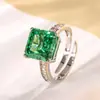 Nuevo Anillo Huabi Joyería 2024 Base de Cobre Chapado en Oro Diamante de Alto Carbono Corte Flor de Hielo Cuadrado Princesa Montura de Cobre Anillo de Temperamento 10*10