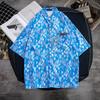 Camisa de Manga Curta Estilo Hong Kong para Homens e Mulheres Casal Verão Solta Fina Havaiana Praia Floral Meia Manga Camisa Floral