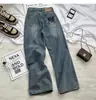 Jeans feminino de perna larga com corte slim, nova coleção primavera/outono 2026, cintura alta, caimento solto, comprimento até o chão, estilo retrô, efeito emagrecedor, calça casual de perna reta