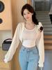 Amazon Solid Color Hot Lazy Chic Francês Nicho Elegante Suéter de Malha Macio Ceroso Casual Simples Cardigan All-match