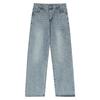 Jeans Azules Ice Bottom Cleanfit Estilo Americano Versión 517 Lavado Retro High Street Aspecto Adelgazante de Longitud Completa para Hombres y Mujeres