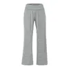 Pantalones Rectos Rayados de Cintura Alta con Cordón Estilo Perezoso Moda Otoñal Nueva Versátil Sueltos Adelgazantes Casuales Acampanados para Mujer
