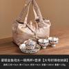 Tetera de Plata Dorada con Peces Dorados para Agua del Fabricante con Filtro, Una Tetera, Dos Tazas, Juego de Té Kung Fu, Caja de Regalo Pequeña para Regalar