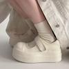 Zapatos Transpirables Huecos con Falda Versátiles Casuales Perezosos Verano Mary Jane Zapatos de Mujer Suela Gruesa Aumentados Zapatos Blancos